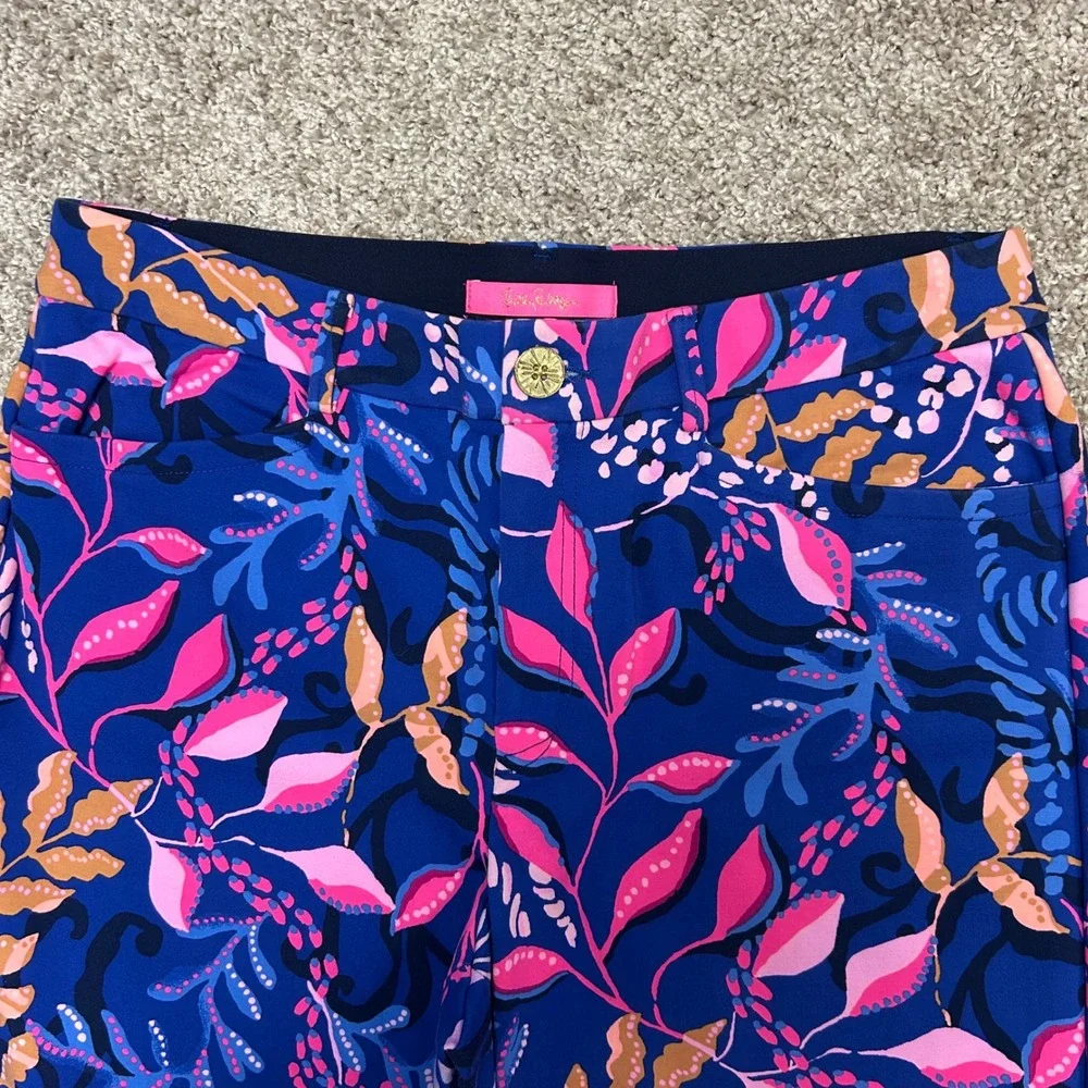 Lilly Pulitzer Kelly Knit Pants Women Size 12 Borealis Blue Absolute Purrfection